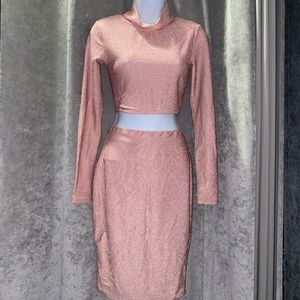 NUDE pink and shinny skirt set 💝